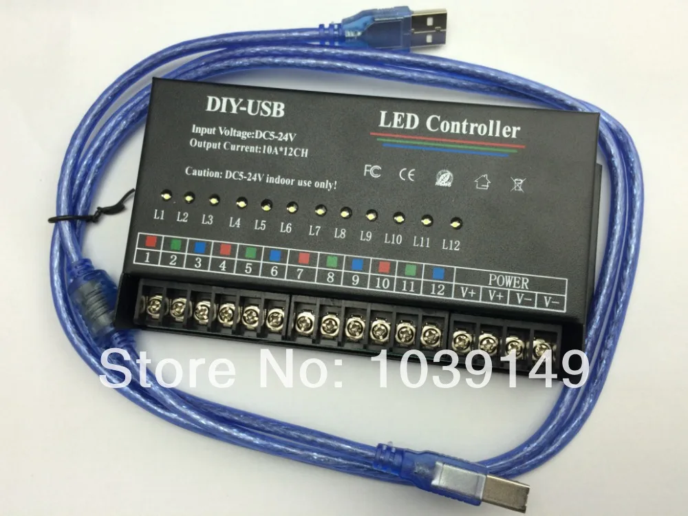 DIYUSBLEDProgrammableControllerDC524Vinput10A12CH12Channels