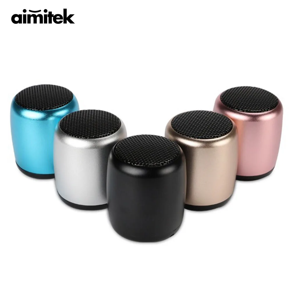 Миниатюрная Беспроводная Bluetooth Колонка Aimitek TWS карманный портативный алюминиевый