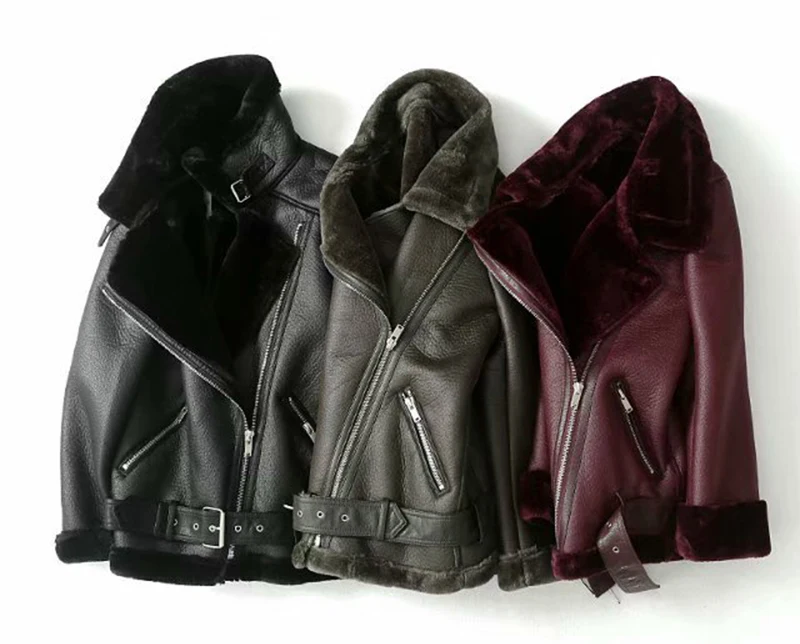 KENNTRICE винтажная женская кожаная куртка из искусственной кожи, зимнее толстое кожаное черное пальто, женская куртка из искусственной овчины
