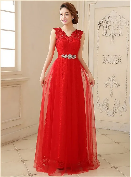 Элегантное красное вино с v-образным вырезом и аппликацией, кружевное вечернее платье с кристаллами, Robe De Soiree Longo Design vestidos de festa TK1210 - Цвет: Red