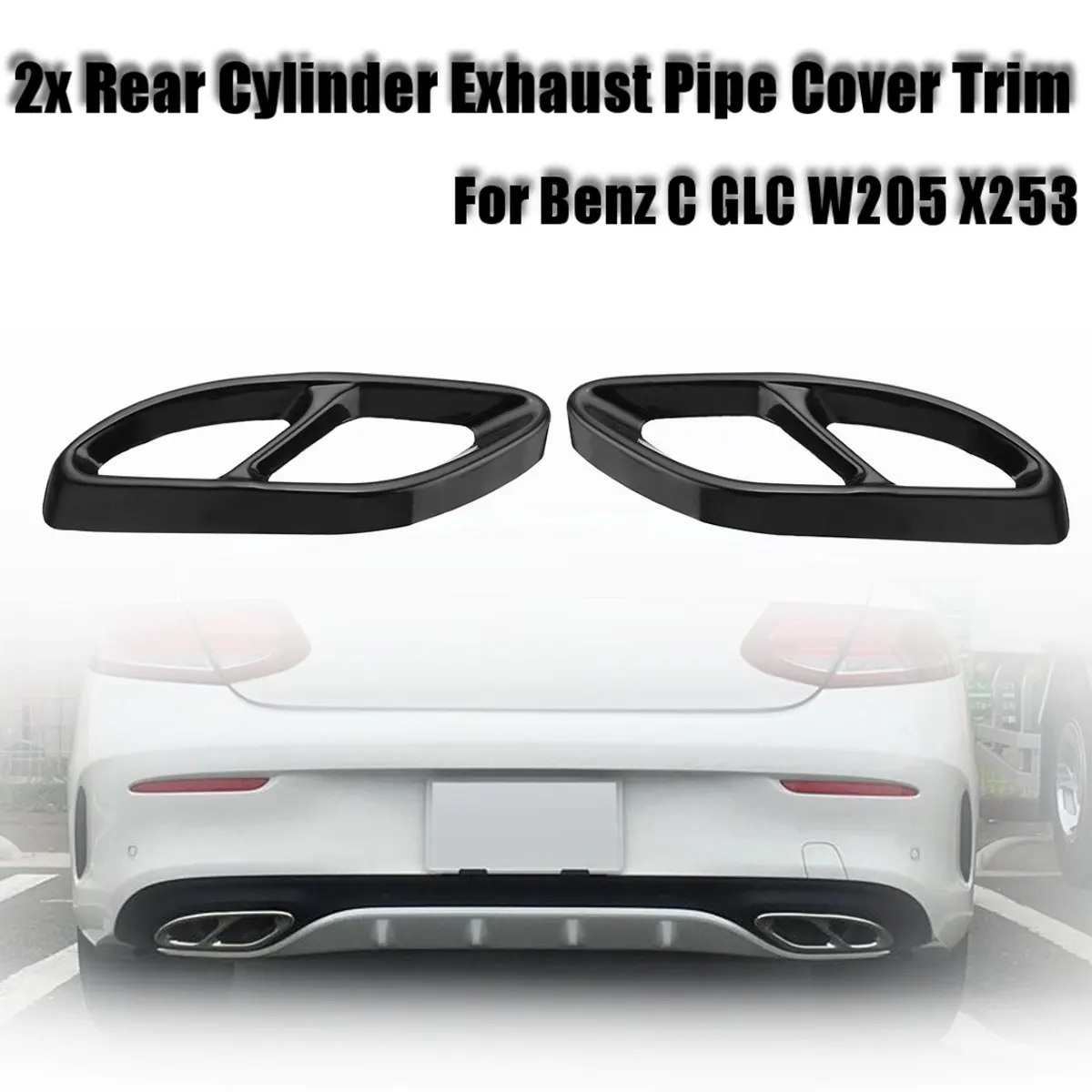 

Pair Car Stainless Steel Rear Dual Exhaust Pipe Stick Cover For Mercedes for Benz C GLC GLS W205 W176 2015-2017 Car Accessory