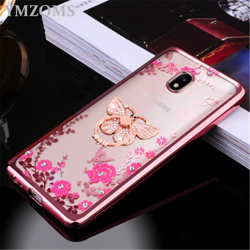 

Bling Diamond Case For Samsung Note9 Note8 A6 Plus J2 Core J3 J4 J6 J8 2018 J7 Prime Finger Ring Kitty Peacock Holder Phone Case