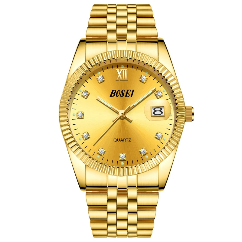 

Fashion Gold Men Women Luxury Watch Casual Lover's Couple Quartz Wristwatch Mechanical Stainless Steel Wristband Luminous Week