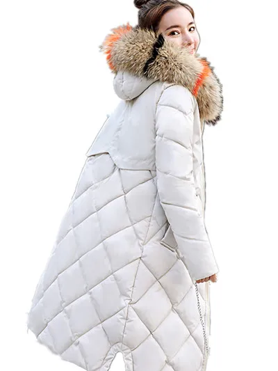 

2018 winter women hooded coat fur collar thicken warm long jacket female plus size 3XL outerwear parka ladies tops