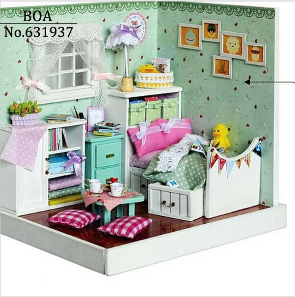 Деревянный Миниатюрный Кукольный дом мебель Diy игрушка Miniatura головоломка модель Кукольный домик креативный подарок на день рождения-карусель счастливый сад