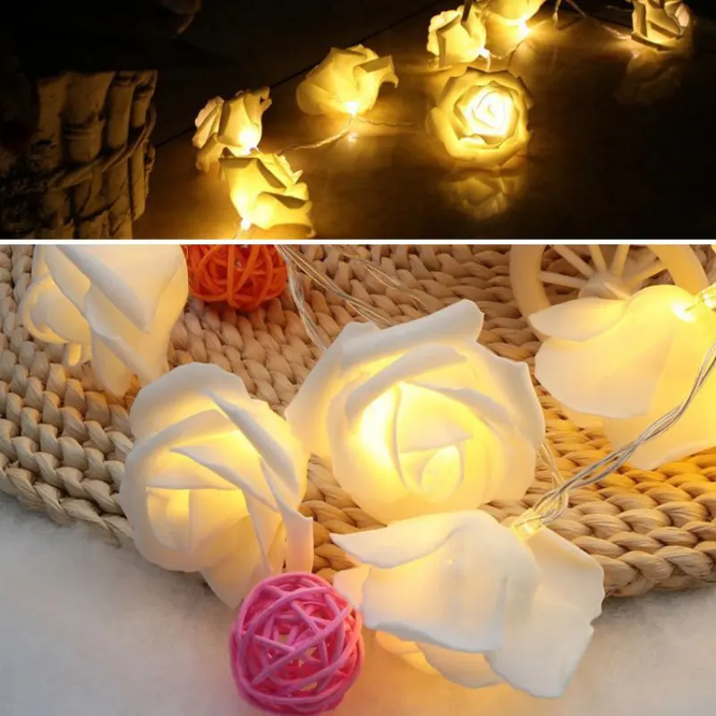 Party Decor Kunstbloemen LED Rose Flower Fairy Lichtslingers ... Party Decor Kunstbloemen LED Rose Flower Fairy Lichtslingers ...
