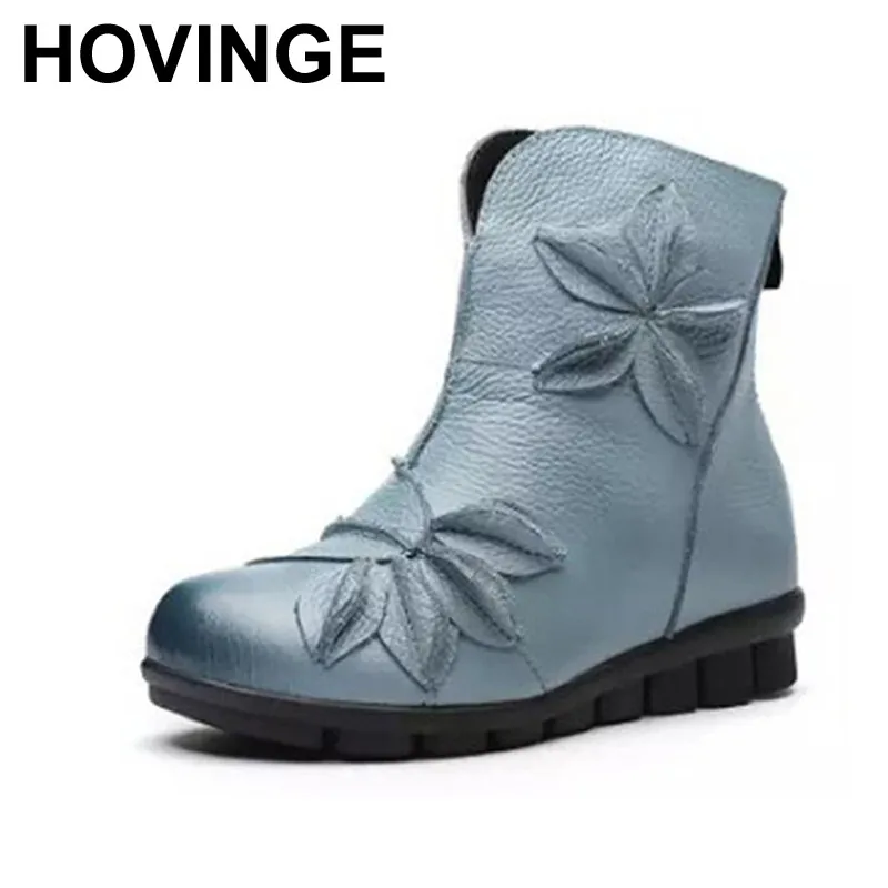 HOVINGE/женские ботильоны Мягкая обувь на плоской подошве Модная женская из