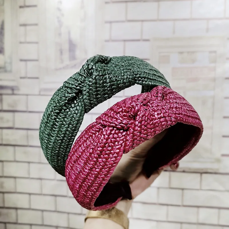 

New Fashion weave hairband for women center knoted headband summer hairbands hair hoop handmade bezel hair accessories