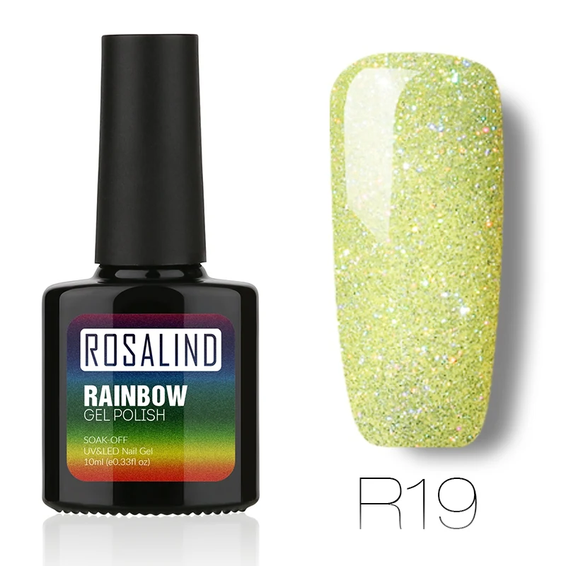 ROSALIND Гель-лак для ногтей 10 мл Радужный Неон RBR01-29 Гель-лак Soak Off UV Nail Art долговечный Гель-лак для ногтей - Цвет: R19