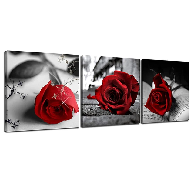 30x30cm Fashion Red Rose Flower Picture Canvas Print Painting Wall Art Decor