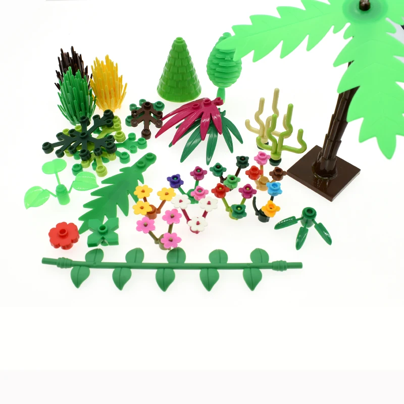 City Military Accessories Building Blocks MOC Weapon DIY Green Bush Flower Grass Tree Plants Toys Friends LegoINGlys City Bricks