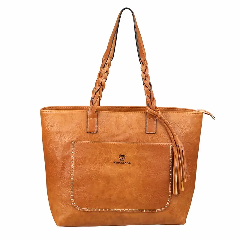 

2018 New Fashionable Women's Bag, Waxy Leather, Big Bag, Large Capacity, Tote Bag, Woman's Handbag, Single Shoulder Slanting