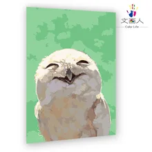 Картины маслом "сделай сам" по номерам с наборами животных ястреб с улыбкой, прекрасный, детская комната Настенный декор с рамкой Рисование номера раскрашивания