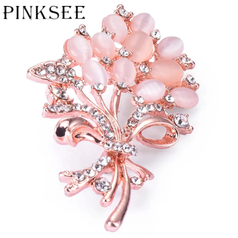 PINKSEE Charm Opal Trendy Wedding Collar Plant Flower Brooch Pins