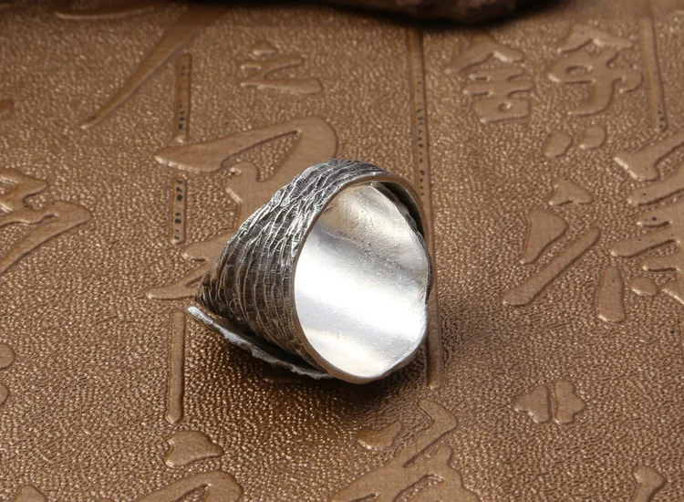 FNJ кольцо в форме листа, 925 серебряные ювелирные изделия, новая мода, S925 Стерлинговое Серебро, кольца для мужчин и женщин, регулируемый размер 7,5-10 bague