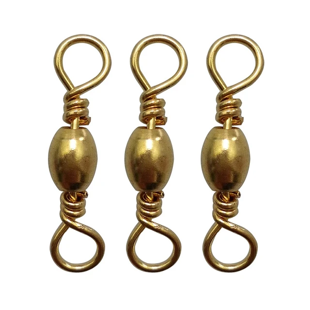 100pcs Barrel Fishing Swivel With Solid Ring Gold Barrel Swivels