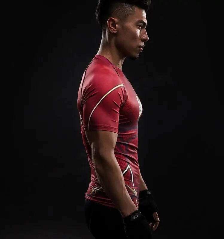 2018 الأعجوبة باتمان الجوارب ضغط قميص ياقة crossfit سريعة جاف الرجال قصيرة الأكمام تي شيرت الصيف قمزة القمم الملابس