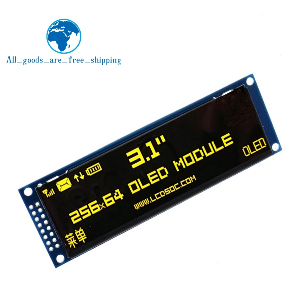 

TZT Real OLED Display 3.12" 256*64 25664 Dots Graphic LCD Module Display Screen LCM Screen SSD1322 Controller Support SPI