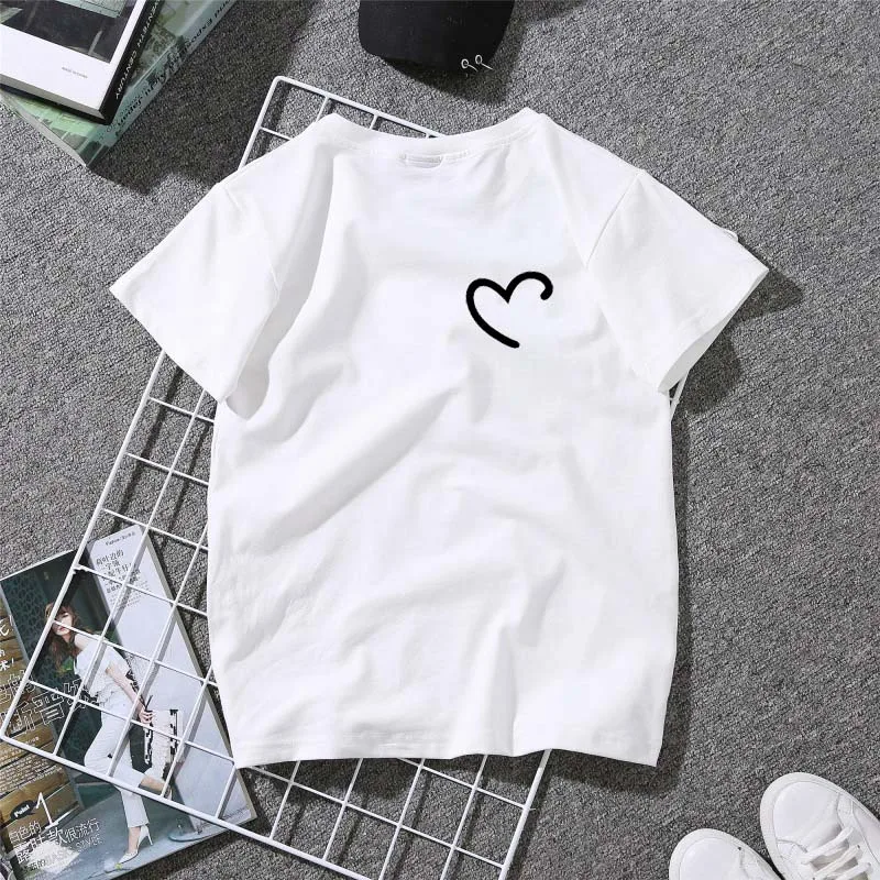 Camisetas para adultos amor negro cuello redondo manga corta Camiseta huellas corta suelta Mujer Camisetas Camiseta Футболки Оверсайс #30 Camisetas para adultos amor negro cuello redondo manga corta Camiseta huellas corta suelta Mujer Camisetas Camiseta Футболки Оверсайс #30