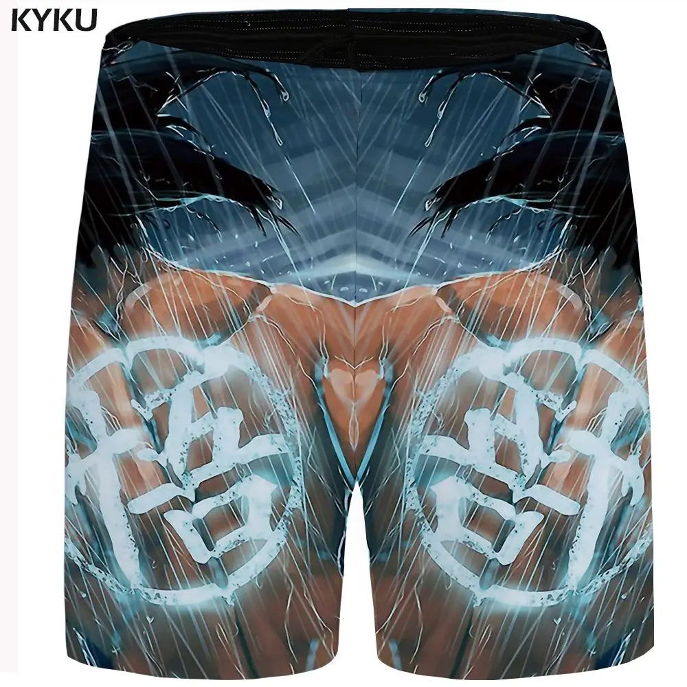 KYKU Dragon Ball короткие мужчины забавные повседневные шорты Гоку 3d короткие Гавайи пляжные шорты желтый мужские шорты лето большой размер - Цвет: Mens Shorts 02