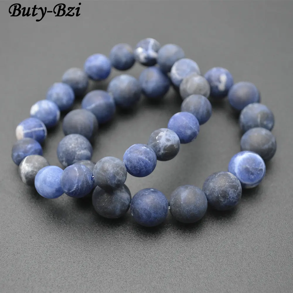 

Matte Natural Brazil Sodaltie Stone Round Beads Bracelet