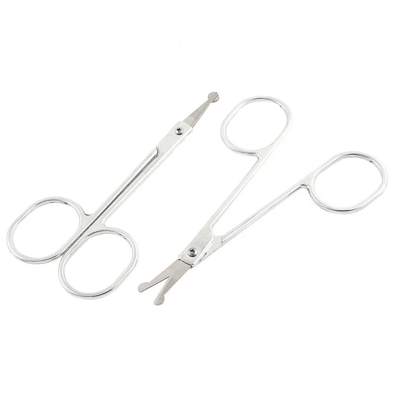 Portable Round Tip Eyebrow Nose Hair Trimming Trimmer Scissors 2 Pcs Nose Hair  Scissors