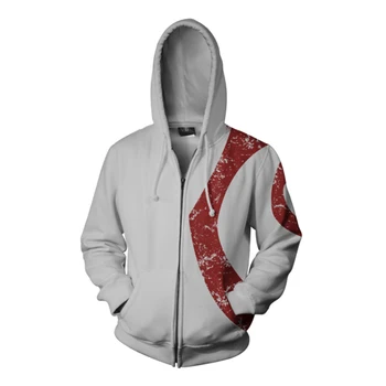 

God of War Ghost of Sparta Hoodie Kratos Men's Casual Hoodies Sweatshirts 3D Print Hooded Zipper Coat Thin Tops 2018 New
