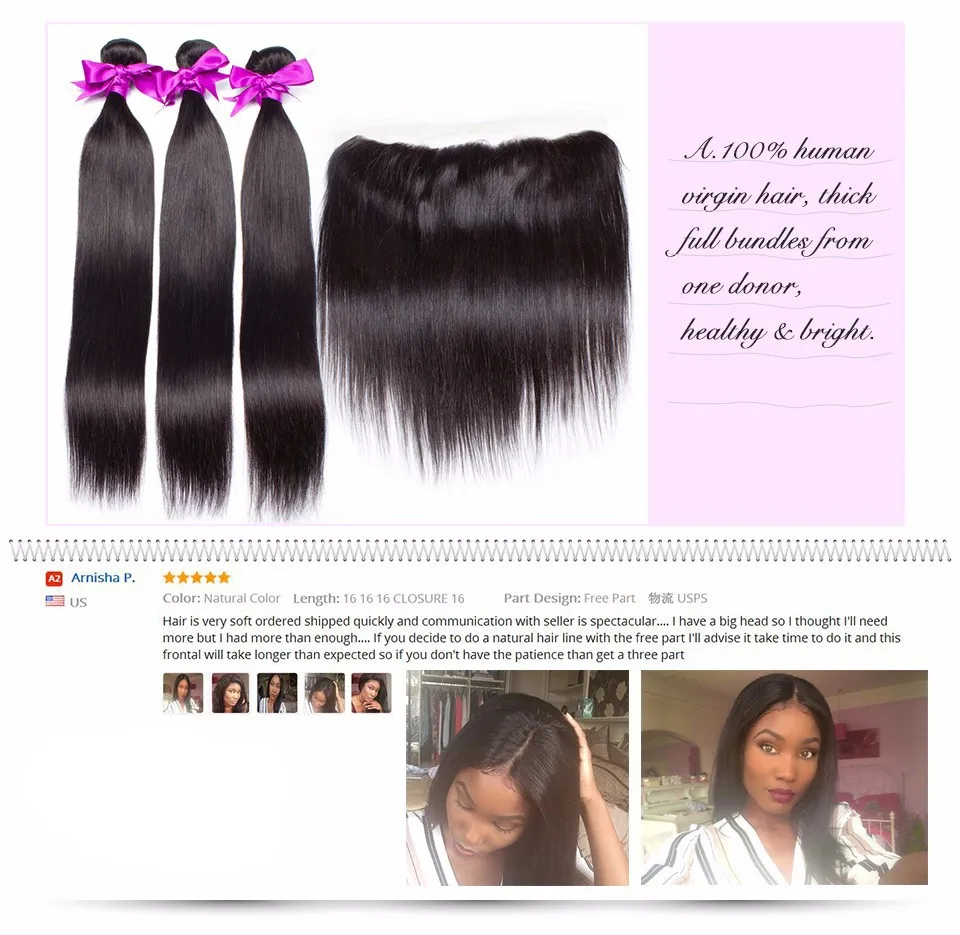 Liso Pacotes de Tecer Cabelo Brasileiro Preto