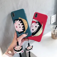

New case for iphone xs max 8plus Chi-bi Maruko cartoon imd for iphone XR 7p 6sp lovely phone case Belt pendant