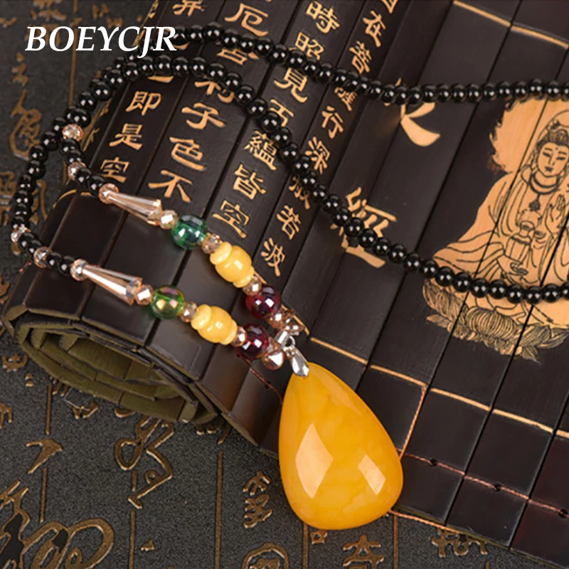 BOEYCJR PANGA-PANGA Wood Beads Necklace Long Chain Handmade Jewelry Resin Ethnic Vintage Pendant Necklace for Men or Women 2019 - Image 5