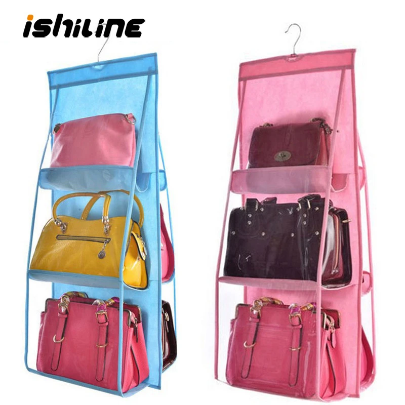 6 Pocket Hanging Bag Organizer Wardrobe Transparent Storage Bag for Handbag Closet Shoes Organizer Door Wall Sundries Pouch 6 Pocket Hanging Bag Organizer Wardrobe Transparent Storage Bag for Handbag Closet Shoes Organizer Door Wall Sundries Pouch