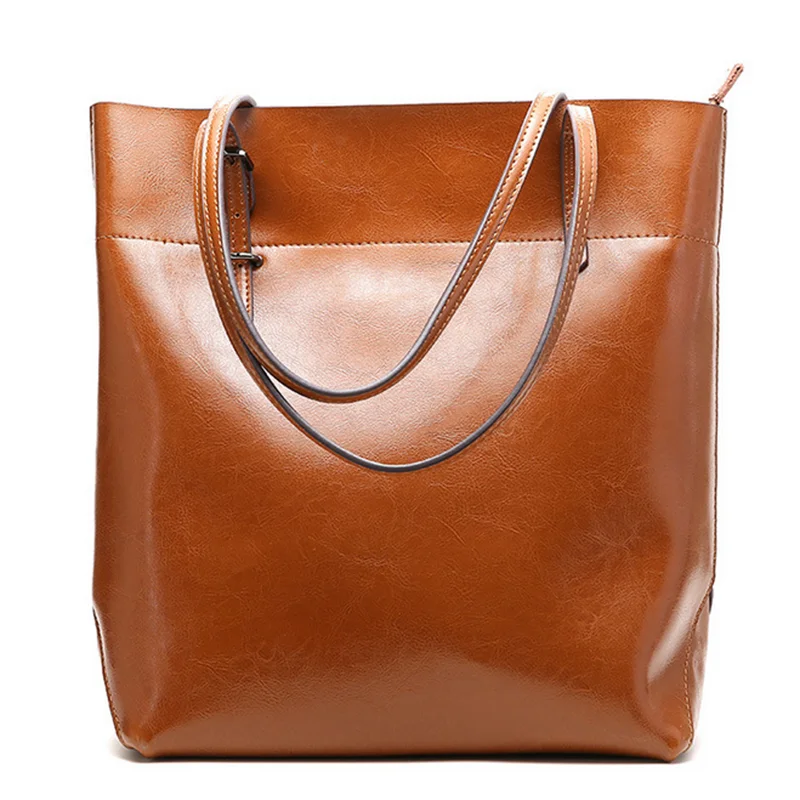 

WILIAMGANU 2019 Retro Fashion Real Leather Handbag Oil Wax Big Luxury Handbags Women Bags Designer Bucket Shoulder Messenger Bag