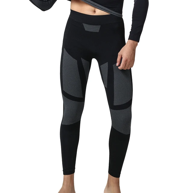 YOOY Men Ski Thermal Underwear Set Boy Quick Dry functional Compression Tracksuit Fitness Tight Shirts Sport Black Sport Suits