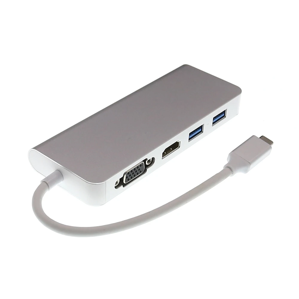 5 шт./лот Thunderbolt 3 USB C Тип на 2 0 Hub с 4K 30hz HDMI VGA 1000M RJ45 PD зарядный адаптер для Macbook|USB-хабы|