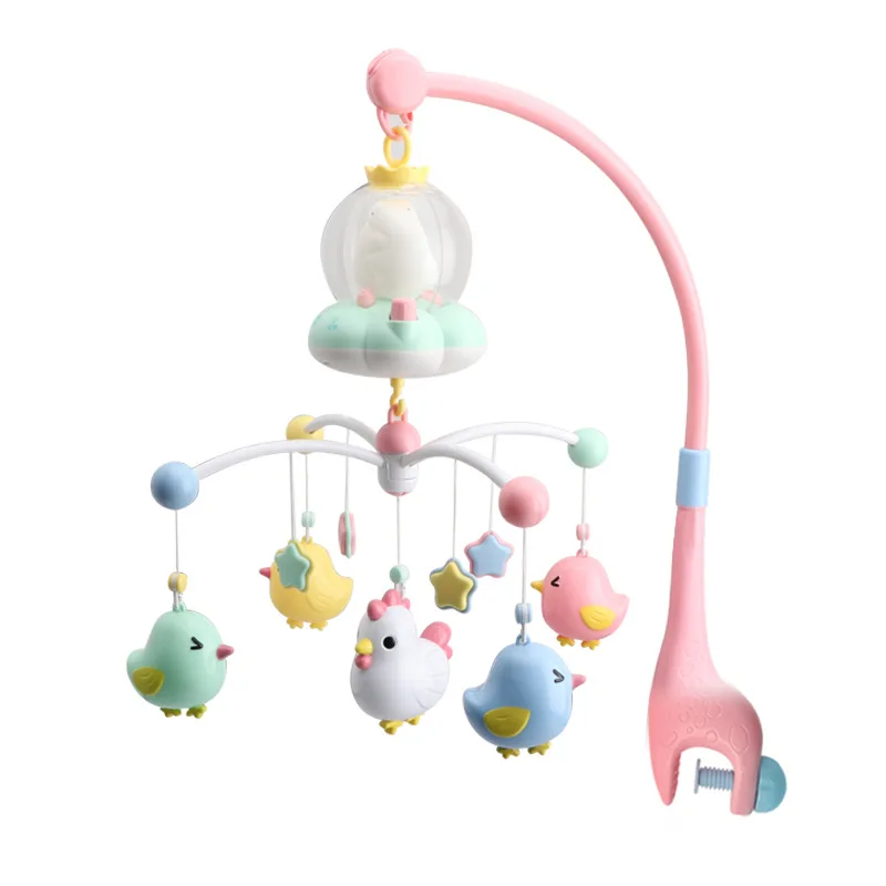 Rotation Baby Bed bell Toy Rattles Projection Crib Mobile Musical Bed Bell Rattles Early Learning Newborn Toys 0-12 Months - Цвет: pink