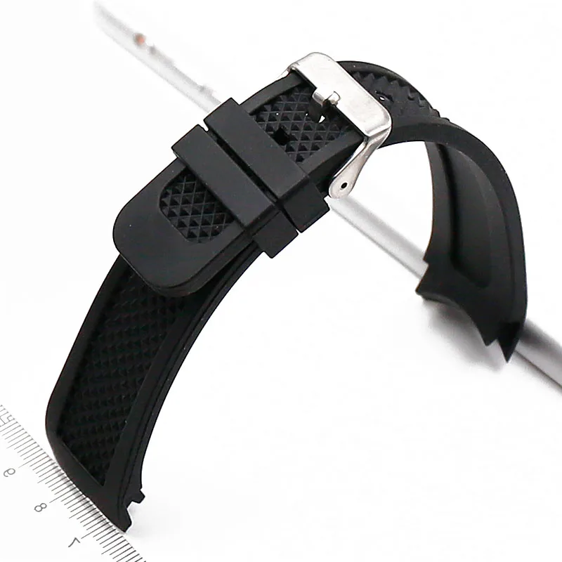 

Silicone strap male 24mm curved interface pin buckle watch accessories for IWC series sports waterproof rubber strap men watch