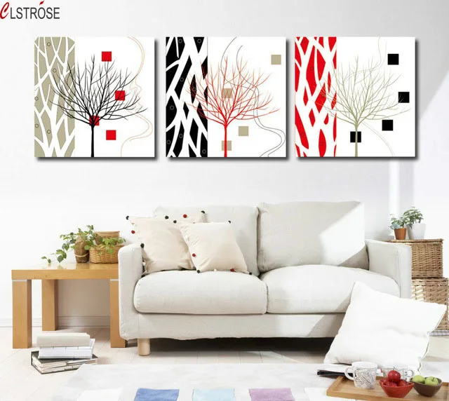 

CLSTROSE Special Offer Unframed Abstract Modern Tree 3 Piece Wall Art On Canvas Painting Contemporary Pattern Print Posters