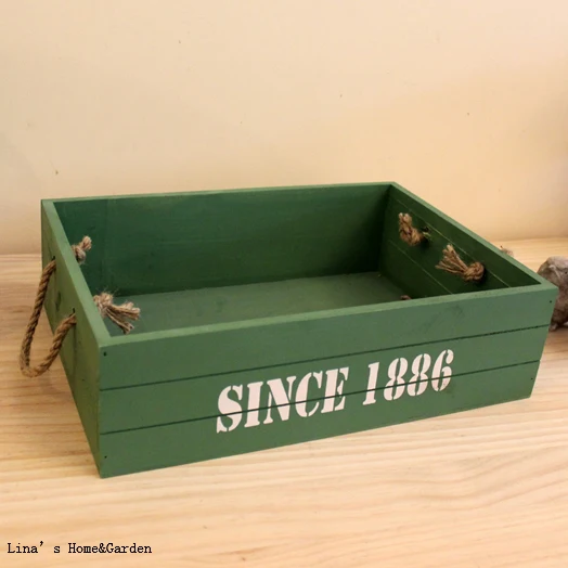hemp rope handles rectangle vintage hand crafted wooden fruit crates (2)