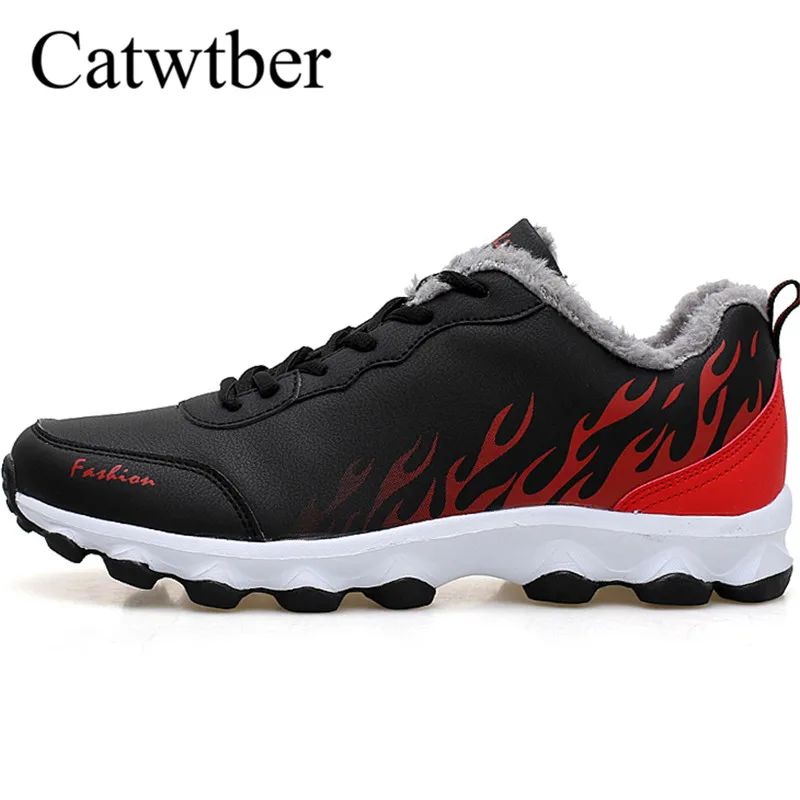 

Catwtber Winter Shoes Keep Warm Men Casual Shoes With Velvet Male Ankle Solid Men Snow Flats Men Flats Anti-skid Moccasins Boat