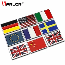 Emblème drapeau National USA, royaume-uni, France, italie, suède, autocollant de carrosserie en métal, pour boîte arrière de voiture, pour bricolage, style de voiture