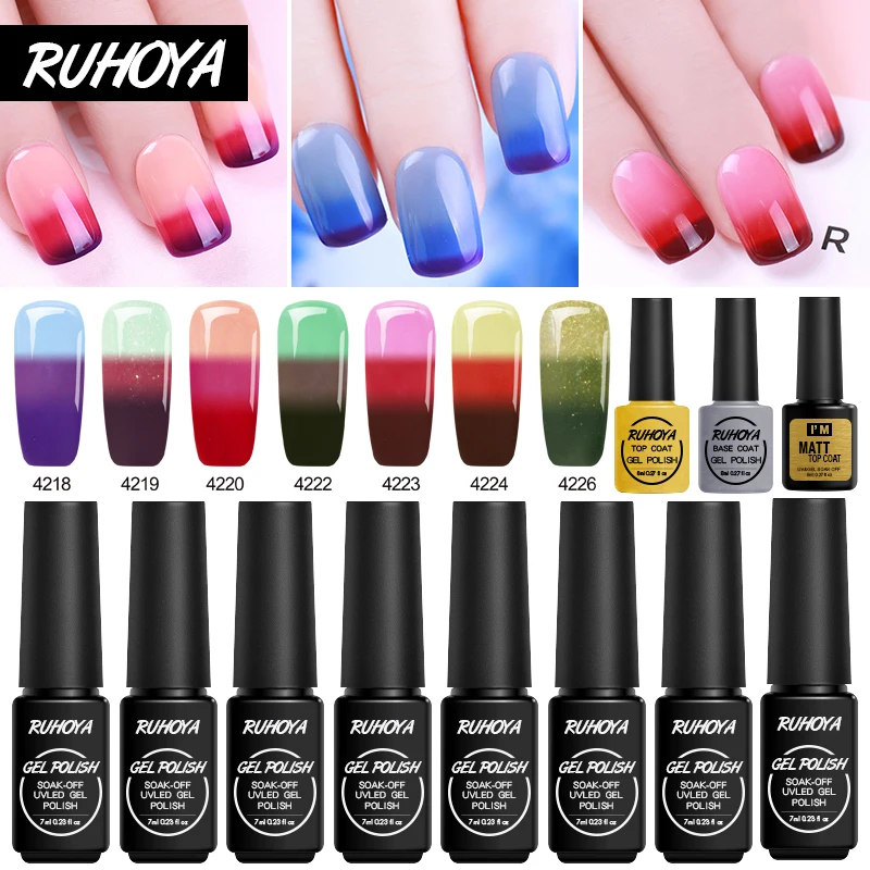 Ruhoya Термальность настроение Цвет лак для ногтей Маникюр украшения Soak Off Gel Лаки