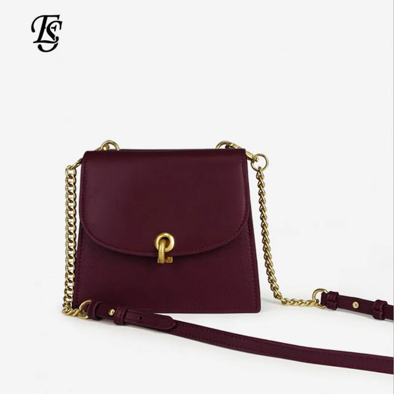 

E.SHUNFA Brand new fashion trapezoidal chain shoulder bag diagonal cross package pu leather female bag
