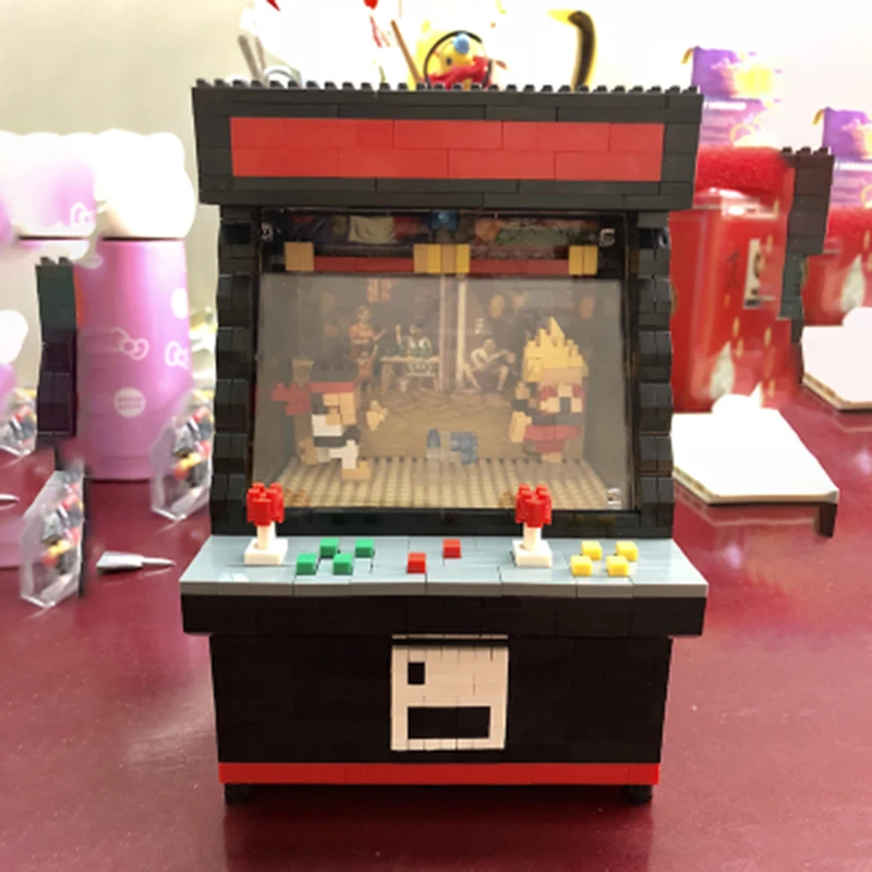 

Funny Street Fighter Arcadegames micro diamond building block Game Console assemblage bricks toys nanoblock with led light