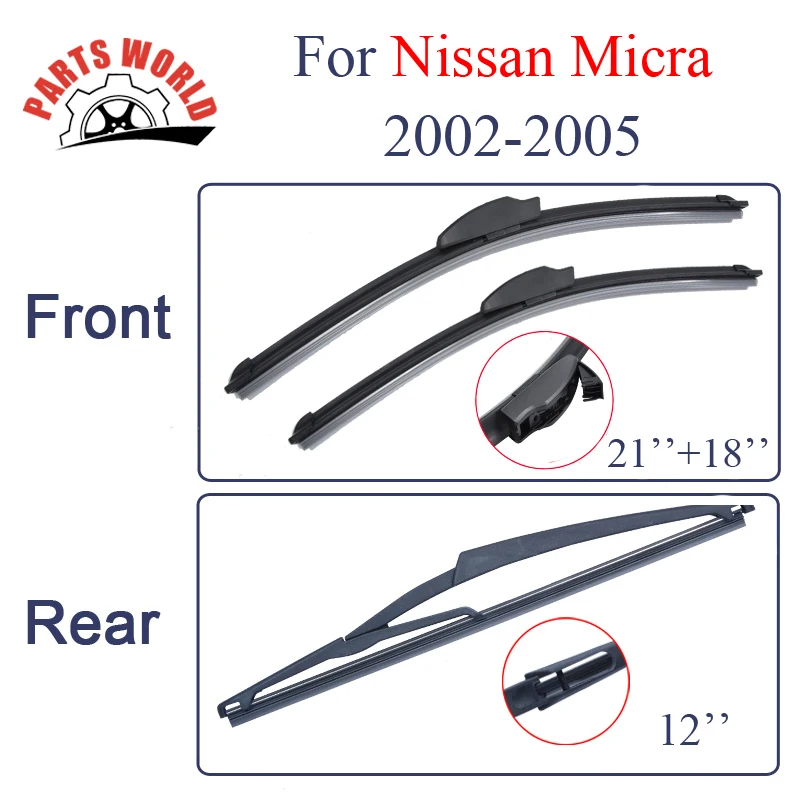 Group Silicone Rubber Front And Rear Wiper Blades For Nissan Micra 2002