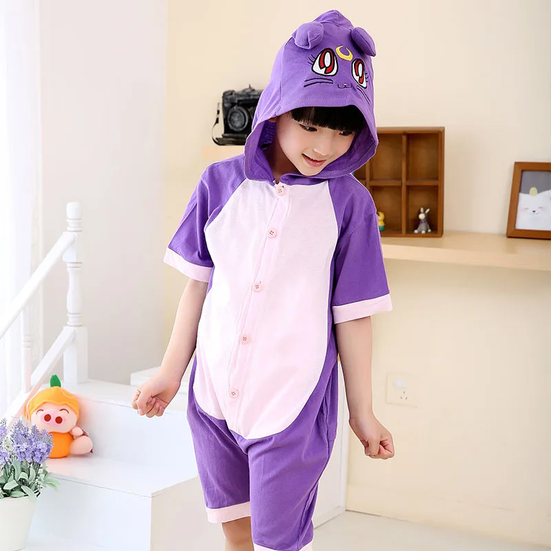 Sailor Mon Luna cat Cosplay Summer Jumpsuit Short Sleeve Animal Diana Purple Cat Pajamas Pyjamas Onesie Children Kids Sleepwear Sailor Mon Luna cat Cosplay Summer Jumpsuit Short Sleeve Animal Diana Purple Cat Pajamas Pyjamas Onesie Children Kids Sleepwear