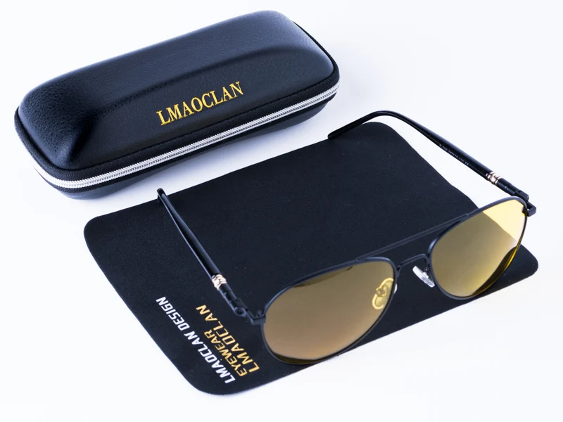 Мужские поляризованные солнцезащитные очки ночного видения для вождения женские брендовые дизайнерские желтые линзы очки для вождения очки уменьшают блики - Цвет линз: Черный