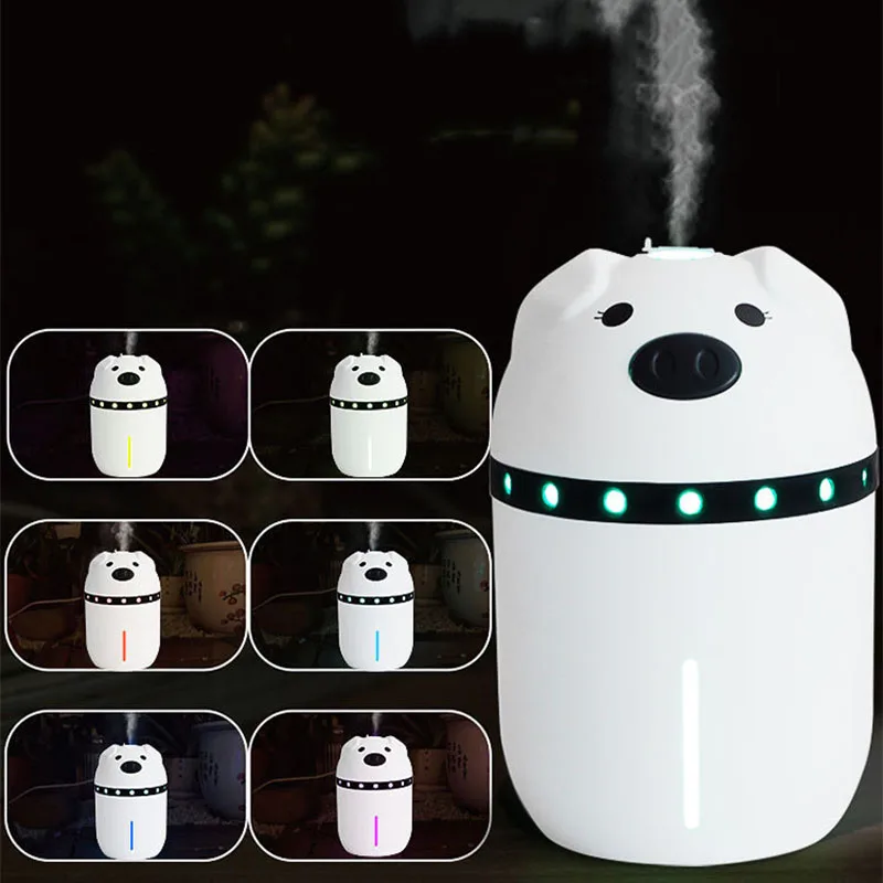 Мини mist USB увлажнитель воздуха с цветным светодиодным освещением милый поросенок
