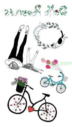 

Waterproof Temporary Tattoo mother daughter balloon flower bicycle red heart tatto stickers flash tatoo fake tattoo for girl kid