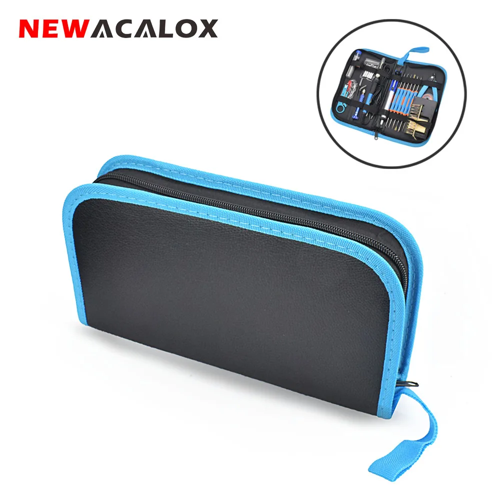 NEWACALOX Multi-function Electric Iron Set Electronic Repair Tool Set Solder Wire  Portable Household Electric Iron Kit Tool Bag