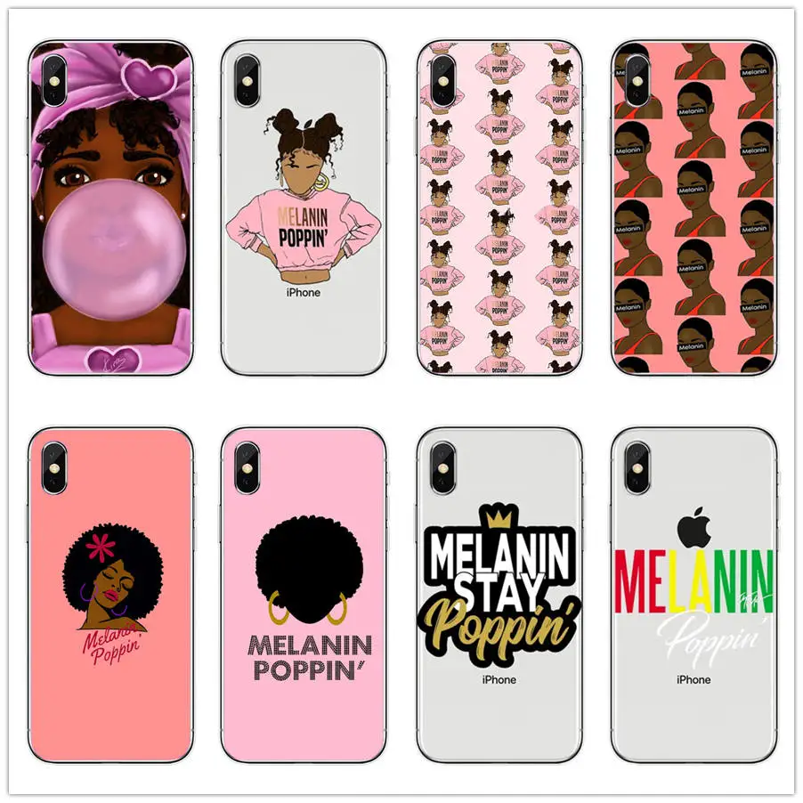 

2bunz Melanin Poppin Aba Cover phone Case For iPhone 6 6S 7 8 Plus XR X XS MAX 5 5S SE black Afro Girls Soft Silicone coque capa